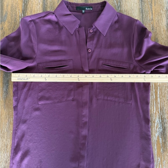 Ro & De Women’s Burgundy Wine Long Sleeve Button Down Shirt Blouse Size S - Picture 3 of 8